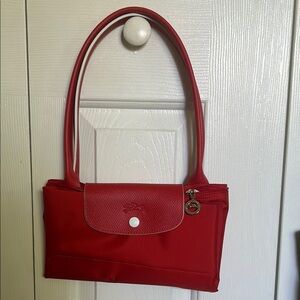 Red and White Longchamp Women's Bag